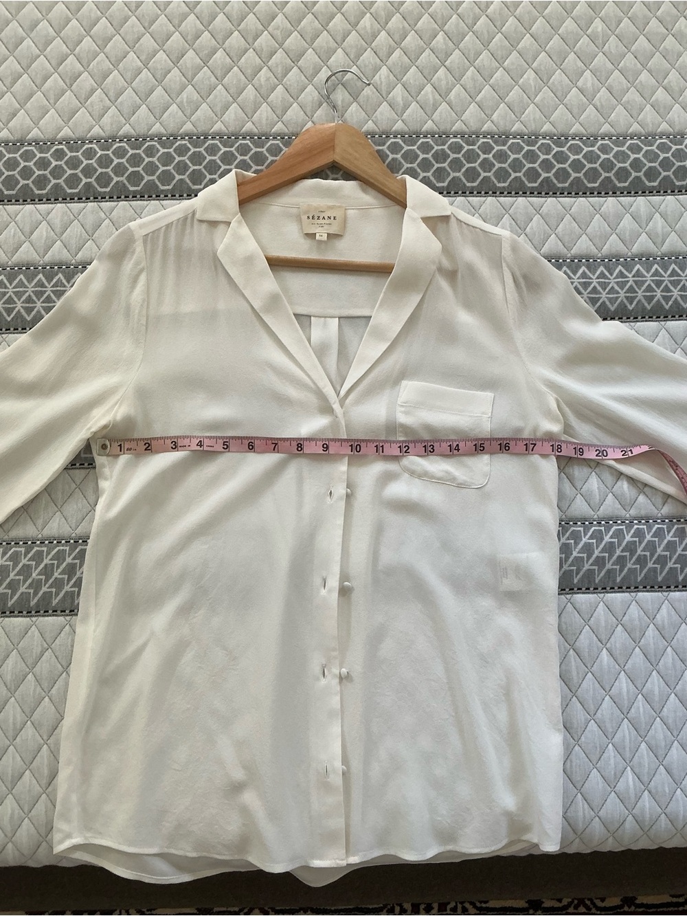 Sezane Florence Cream Silk Button-Up Blouse, size 4/EU 36 - Picture 3 of 4